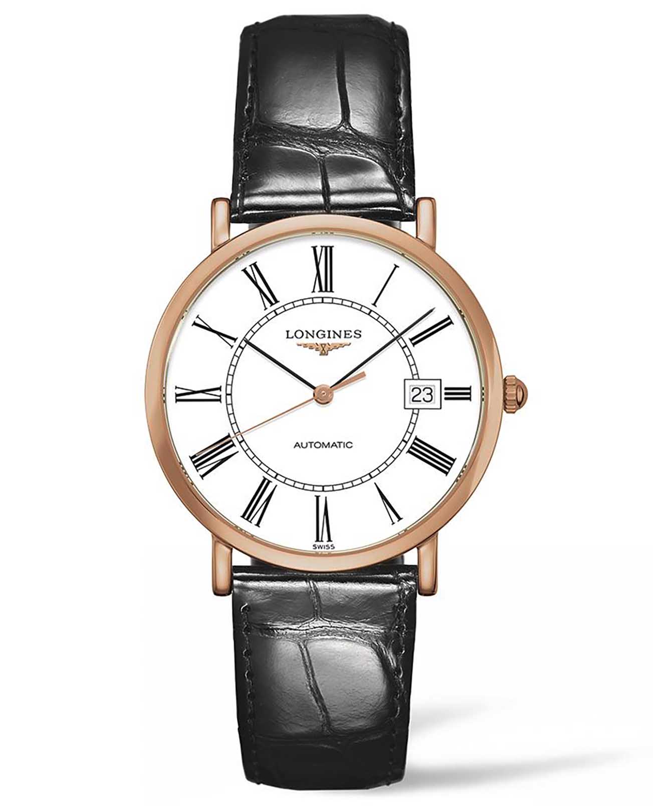 Longines Longines Elegant Collection L4.787.8.11.0   L47878110 механические мужские часы белый циферблат, браслет кожаный — вид спереди